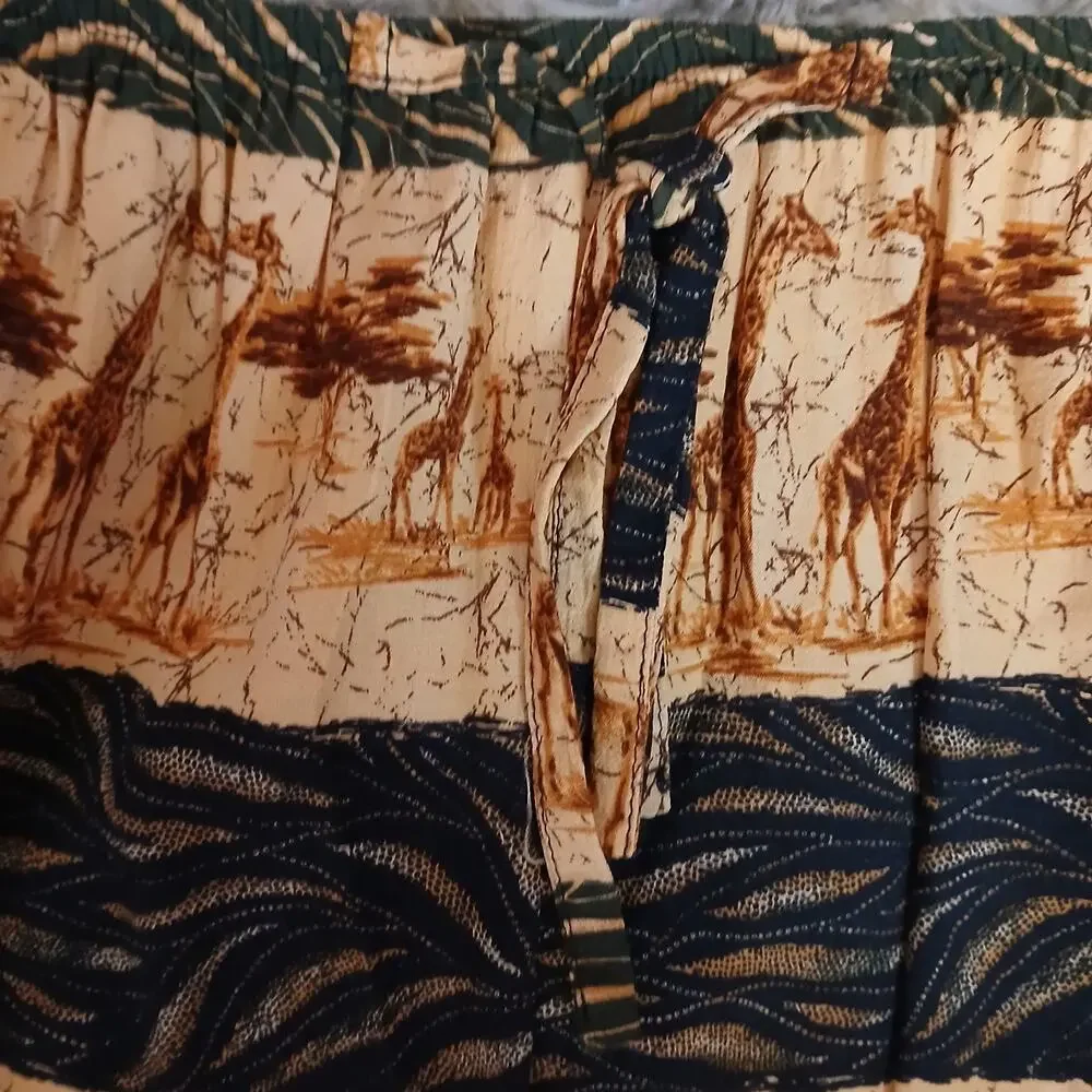 Vintage Intriguing Threads Safari Animal Midi Skirt Giraffe Zebra Lined Size‎ 12